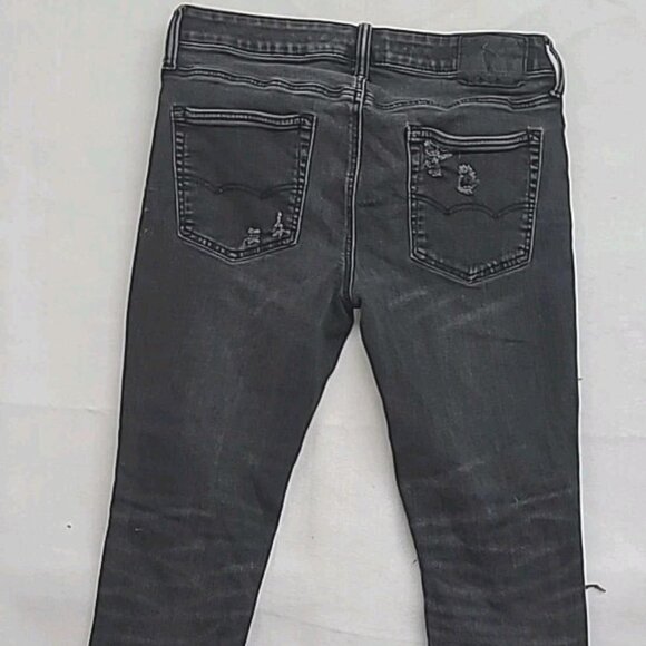 American Eagle Outfitters Jeans Mens 33x32 Black Distressed Skinny - Picture 2 of 6